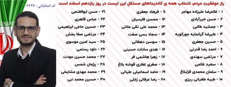گروه مستقلین تهران خارج از هرگونه حزب و جناح